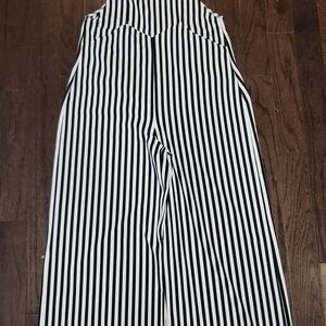 HALARA Black and White Striped Wide‎ Leg Jumpsuit